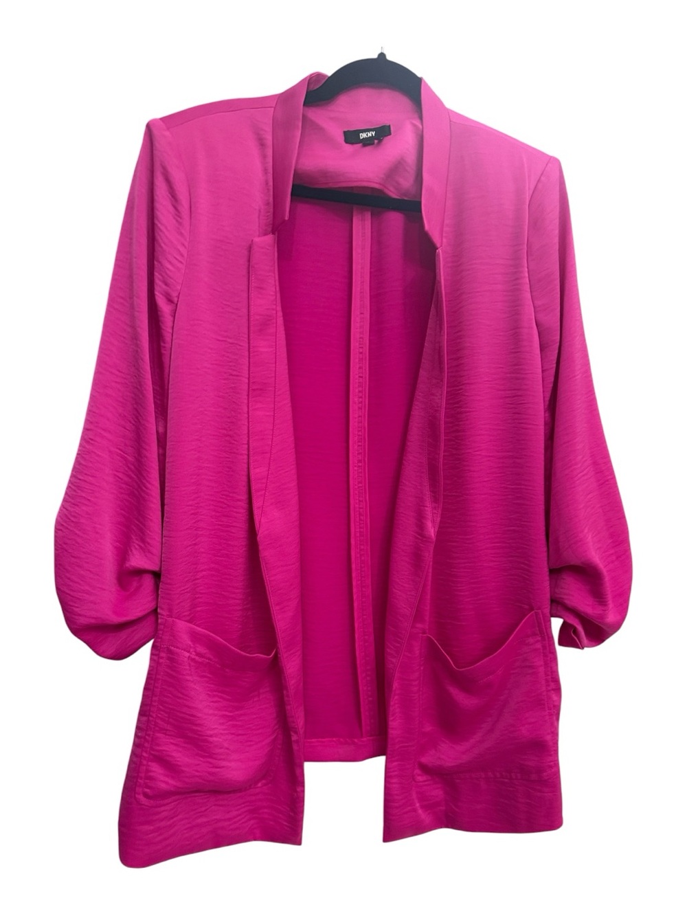 DKNY Hot Pink Open-Front Draped Cardigan Style Jacket